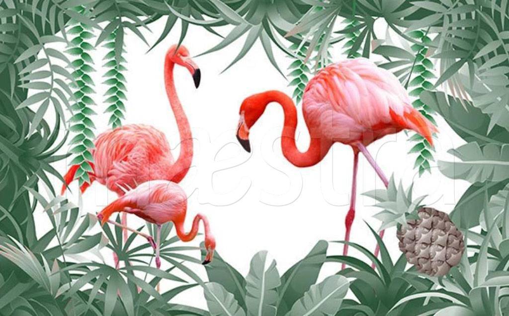 Фотообои Фламинго в лесу